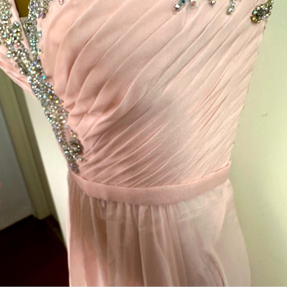 La Femme Blush Designer Pleated Chiffon Jeweled Embellished Prom Dress 20027 6 - Picture 9 of 16